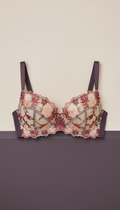 Embroidered Demi-Cup Bra in Floral Motif
